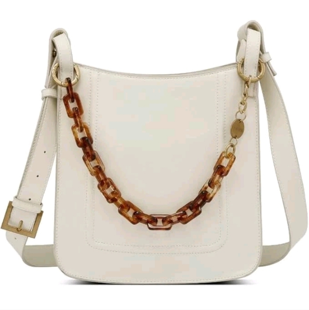 Pixie Mood VEGAN Belle Crossbody, Coconut Cream White, Chunky Plastic Chain CUTE